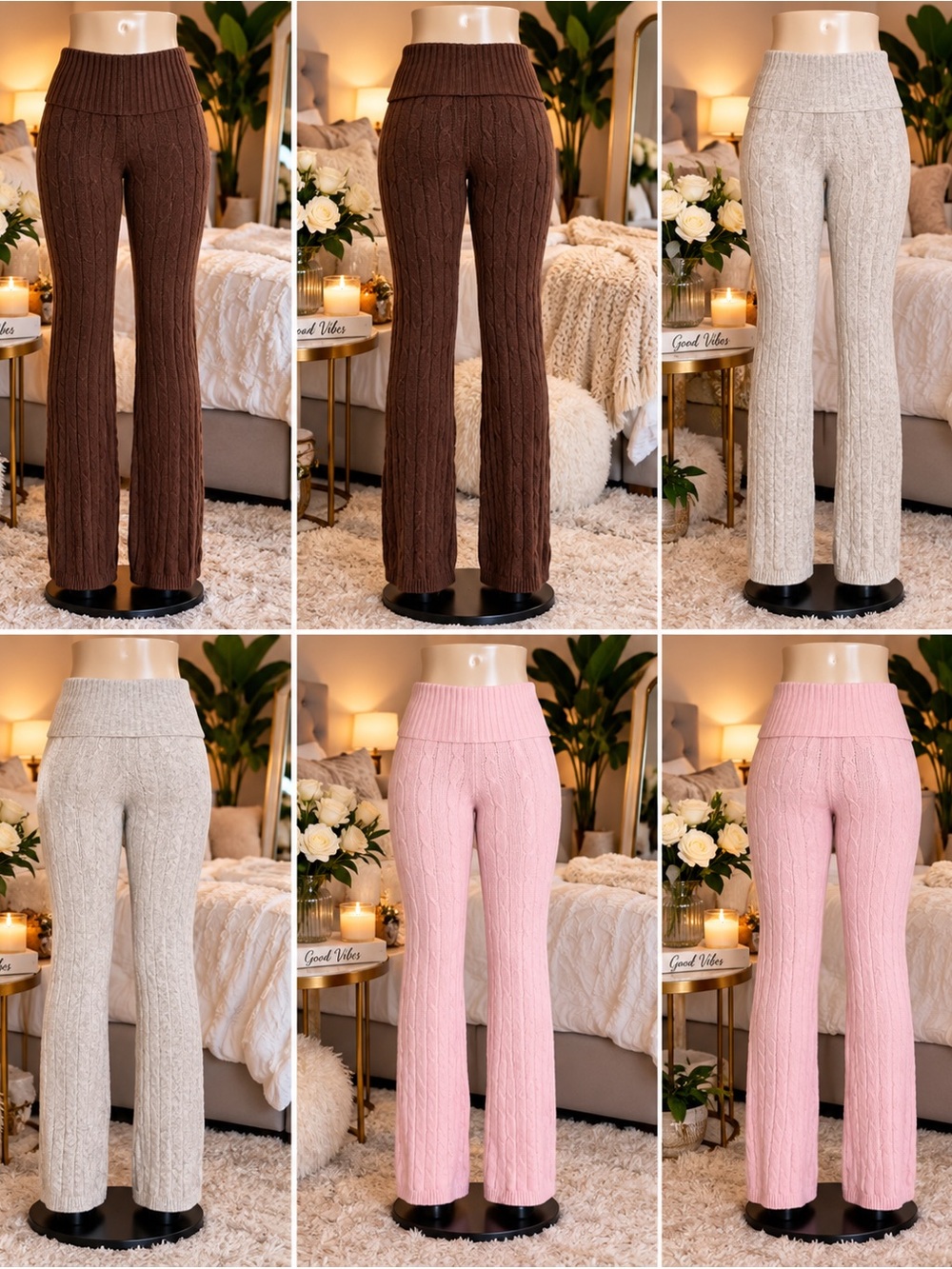 Women’s Mid-Rise Foldover Cable Sweater Pants – Wild Fable